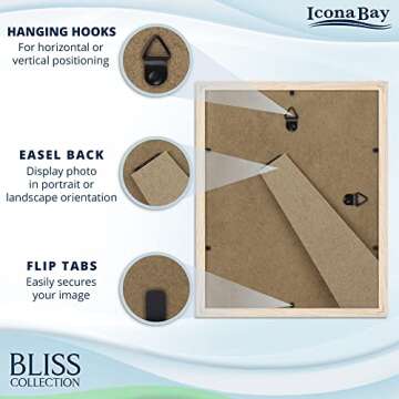 Icona Bay 8x10 Light Oak Picture Frame with Removable Mat for 5x7 Photo, Modern Style Wood Composite Frame, Table Top or Wall Mount, Bliss Collection