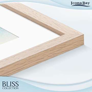 Icona Bay 8x10 Light Oak Picture Frame with Removable Mat for 5x7 Photo, Modern Style Wood Composite Frame, Table Top or Wall Mount, Bliss Collection