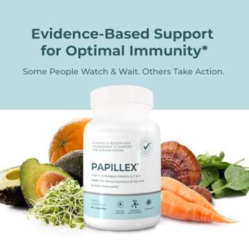 Dietary Supplement Tablets by Papillex - All Natural Immune Support - Immunity Defense - Best Immune System Booster - Organic 60 Capsules Bottle (Single Bottle)