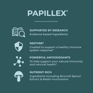 Dietary Supplement Tablets by Papillex - All Natural Immune Support - Immunity Defense - Best Immune System Booster - Organic 60 Capsules Bottle (Single Bottle)