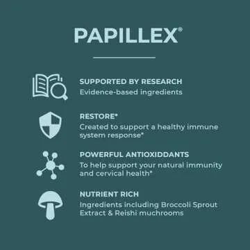 Dietary Supplement Tablets by Papillex - All Natural Immune Support - Immunity Defense - Best Immune System Booster - Organic 60 Capsules Bottle (Single Bottle)