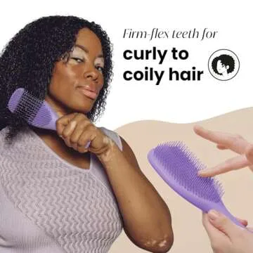 Tangle Teezer Ultimate Detangler Naturally Curly Hair Brush, Dry & Wet Hairbrush, Reduces Frizz & Breakage, for 3C to 4C Curly Hair Types, Purple Passion