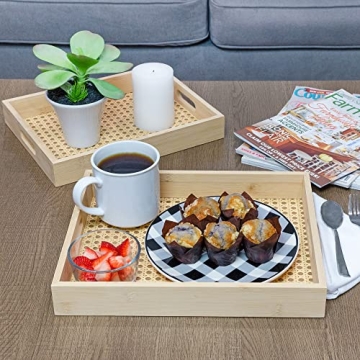 Stylish AuldHome Rattan Breakfast Trays Set of 2