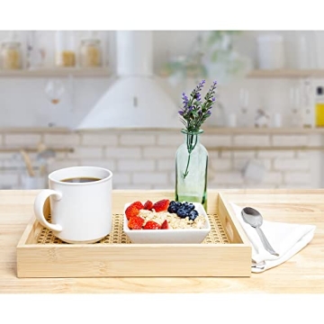 Stylish AuldHome Rattan Breakfast Trays Set of 2