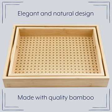 Stylish AuldHome Rattan Breakfast Trays Set of 2