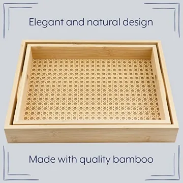 Stylish AuldHome Rattan Breakfast Trays Set of 2