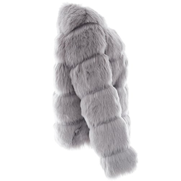 Simplee Women Luxury Winter Warm Fluffy Faux Fur Short Coat Jacket Parka Outwear (Gray 14)
