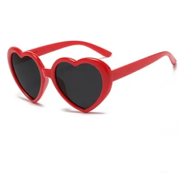 Armear Women Fashion Oversized Heart Sunglasses - Cute Vintage Love Shaped Eyeglasses Red