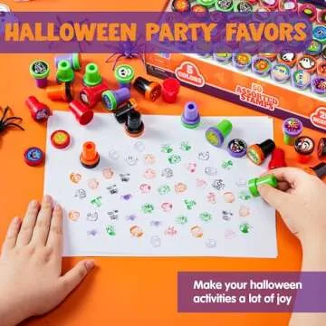 JOYIN 50 Pieces Halloween Assorted Stamps Kids Self Ink Stamps, 25 Designs Plastic Stamps, Trick Or Treat Stamps, Spooky Stamps for Halloween Party Gifts, Game Prizes, Halloween Goodies Bags