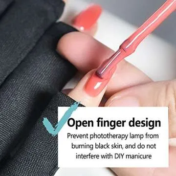 VOLLUCK 1 Pairs Anti-UV Shield Glove, UPF50+ Fingerless UV Protection Glove for UV and LED Manicure Lamps Dryer Nail Art Skin Care Glove (Black)