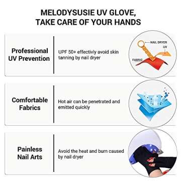 VOLLUCK 1 Pairs Anti-UV Shield Glove, UPF50+ Fingerless UV Protection Glove for UV and LED Manicure Lamps Dryer Nail Art Skin Care Glove (Black)