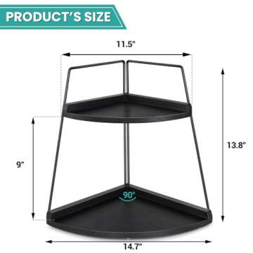 PICKKROSS 2 Tier Bathroom Counter Organizer, Wood Bathroom Organizer Countertop, Corner Storage Shelf Counter Standing Rack, Cosmetic Vanity Tray Kitchen Spice Rack, Bathroom Storage Decor