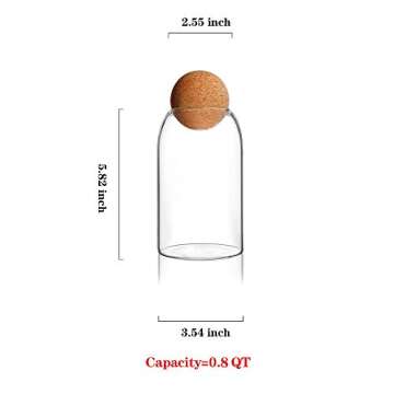 750ML/25Oz round cork glass bottle sealed jar nut storage jar coffee bean jar round transparent