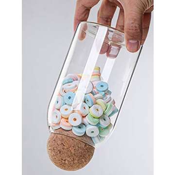 750ML/25Oz round cork glass bottle sealed jar nut storage jar coffee bean jar round transparent