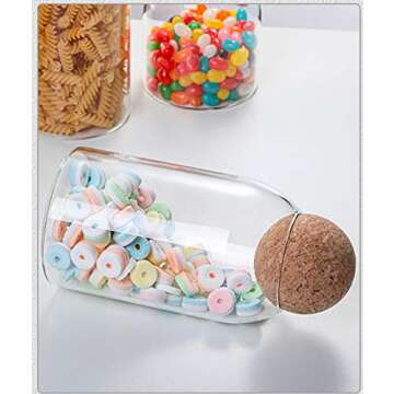 750ML/25Oz round cork glass bottle sealed jar nut storage jar coffee bean jar round transparent