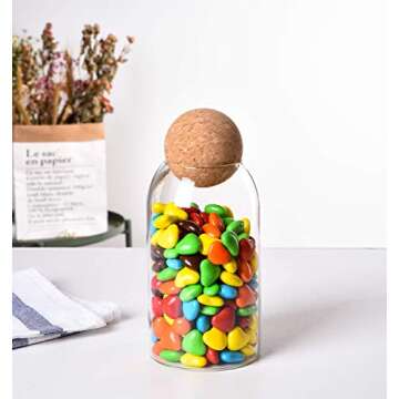750ML/25Oz round cork glass bottle sealed jar nut storage jar coffee bean jar round transparent