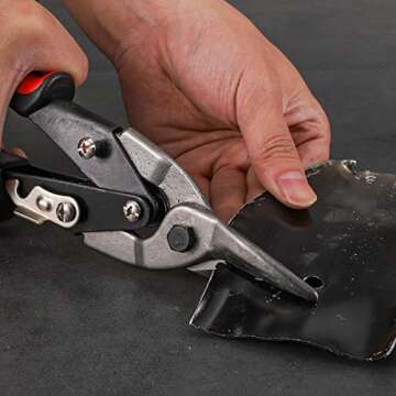 Aviation Snip - Straight Cut Tin Snips Cutting Metal Shears with Forged Tooth-Ripple Blade Cutting Steel Tool for Steel Aluminum Leather Copper
