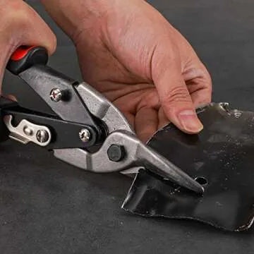 Aviation Snip - Straight Cut Tin Snips Cutting Metal Shears with Forged Tooth-Ripple Blade Cutting Steel Tool for Steel Aluminum Leather Copper