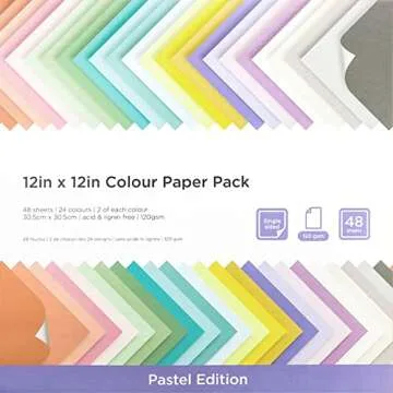 Livholic 48 Sheets Pastel Color Scrapbook Paper 12x12 Inch 24 Assorted Colored Card stock 120 gsm 32 lb Rainbow Paper for Cardmaking, Assorted Color Shading Projects,Origami,Classroom Crafts