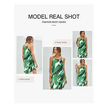 Asvivid Womens Halter Floral Summer Dresses for Women Beach Casual Flower Sleeveless Shift Dress Holiday Party Dresses L Green