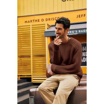 PJ PAUL JONES Men's Casual Textured Knit Pullover Sweater - Perfect Fit!