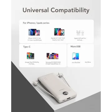 VEGER 10000mAh Portable Charger with Built-in Cables