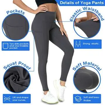 Yoga Pants for Women - Yoga Pants for Women - Leggings for Women, High Waisted Yoga Pants Leggings with Pockets Grey