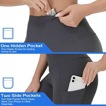 Yoga Pants for Women - Yoga Pants for Women - Leggings for Women, High Waisted Yoga Pants Leggings with Pockets Grey