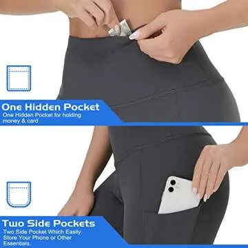 Yoga Pants for Women - Yoga Pants for Women - Leggings for Women, High Waisted Yoga Pants Leggings with Pockets Grey