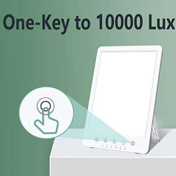 Easysleep Lamp 10000 Lux LED Energy Therapy White Warm Light with 7 Timer and 10 Adjustable Brightness and with Memory Function and 2 Flexible Placement. (White)