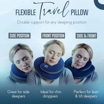BCOZZY Travel Neck Pillow for Airplane – Patented Double Support for Head, Neck, and Chin. Best for Long Flights, Plane Sleeping, and Car Rides. Adjustable Size. Washable. Carry Bag. Large, Leopard