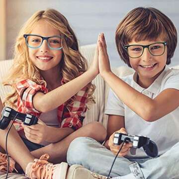 Outray Kids Computer Anti Blue Light Glasses for Boys and Gilrs Anti Eyestrain 2185c3 Green