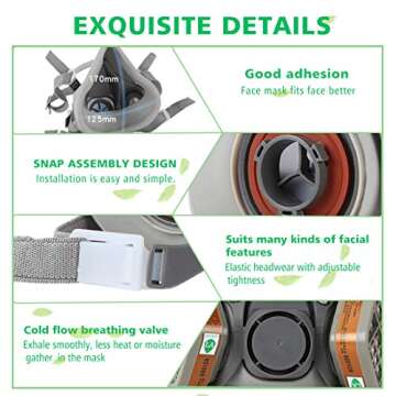 Reusable Half Facepiece & Anti-Fog Goggles Set for Safety