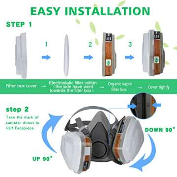 Reusable Half Facepiece & Anti-Fog Goggles Set for Safety
