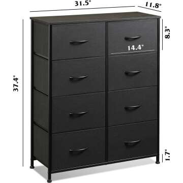 WLIVE Fabric Dresser with 8 Storage Drawers