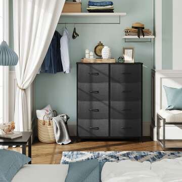 WLIVE Fabric Dresser with 8 Storage Drawers