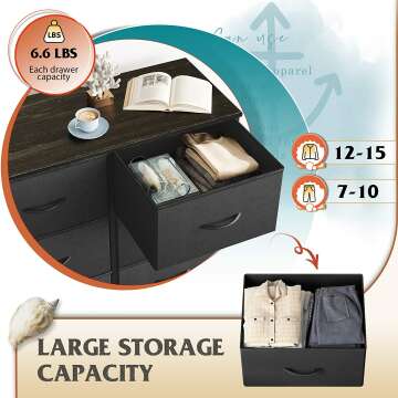 WLIVE Fabric Dresser with 8 Storage Drawers