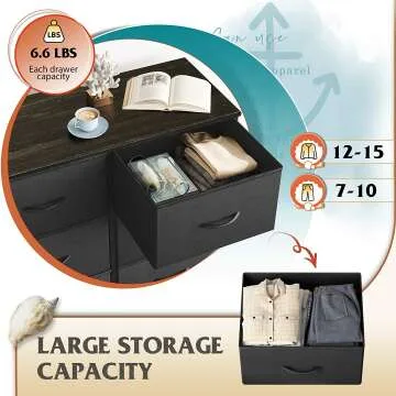 WLIVE Fabric Dresser with 8 Storage Drawers