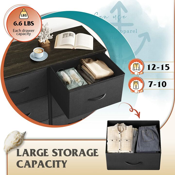 WLIVE Fabric Dresser with 8 Storage Drawers