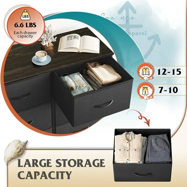 WLIVE Fabric Dresser with 8 Storage Drawers