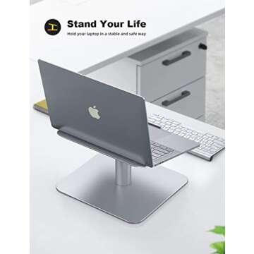 Lamicall Swivel Laptop Stand, Laptop Riser - [360-Rotating] Ergonomic Aluminum Computer Desk Holder Compatible with MacBook, Air, Pro, Dell XPS, HP and More 10" - 17.3" Notebook - Sliver