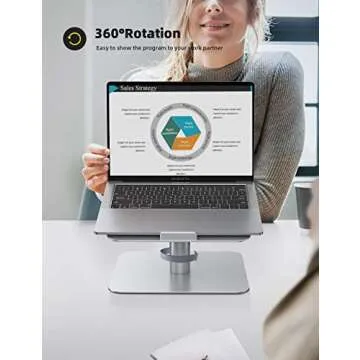 Lamicall Swivel Laptop Stand, Laptop Riser - [360-Rotating] Ergonomic Aluminum Computer Desk Holder Compatible with MacBook, Air, Pro, Dell XPS, HP and More 10" - 17.3" Notebook - Sliver