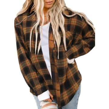Asiertiy Flannel Shirt for Women - Stylish Button Down Buffalo Plaid Tunic