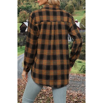 Asiertiy Flannel Plaid Shirt - Stylish Button-Down for Women