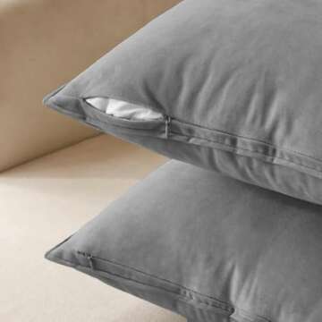 MIULEE Pack of 2 Decorative Velvet Throw Pillow Cover Soft Grey Pillow Cover Soild Square Cushion Ca...