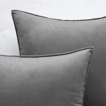 MIULEE Pack of 2 Decorative Velvet Throw Pillow Cover Soft Grey Pillow Cover Soild Square Cushion Case for Sofa Bedroom Car 18x 18 Inch 45x 45cm