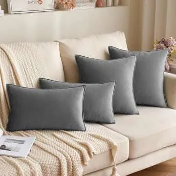MIULEE Velvet 18x18 Inch Pillow Covers - Set of 2 Soft Grey