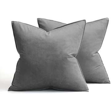 MIULEE Pack of 2 Decorative Velvet Throw Pillow Cover Soft Grey Pillow Cover Soild Square Cushion Case for Sofa Bedroom Car 18x 18 Inch 45x 45cm