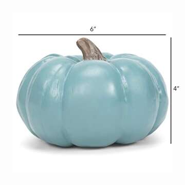 Elanze Designs Teal Blue 6 inch Resin Harvest Decorative Pumpkin