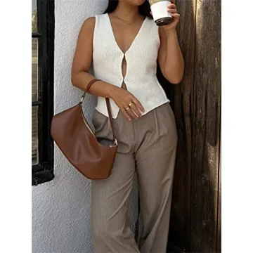 Stylish Y2K Crochet Knit Vest Top for Women - Casual Summer Wear